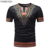 Moda Africana Dashiki Imprimir Homens Camiseta Marca Casual Slim O-pescoço de Manga Curta T-shirt Hip Hop Tops Tees S Roupas 210706