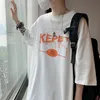 T-shirt da uomo primavera estate lettere stampate stile coreano top da donna a maniche corte abiti larghi