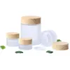 5g 10g 15g 20g 30g 50g Frosted Glass Jar Refillable Cream Bottle Cosmetic Container Pot With Imitated Wood Grain Plastic Lids