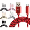 Hoge snelheid USB-kabel Type C Data Sync Oplaaddraad Dikte Sterk Nylon Gevlochten 2A Micro-oplader Kabels Koord voor Samsung Smart Phone 1M 2M 3M 3ft 6ft 10ft Kleurrijk