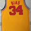 Nikivip College 34 Len Bias Jersey Hommes Basketball University 1985 Maryland Terps Maillots Équipe Rouge Jaune Blanc Extérieur Sport Chemises Cousues