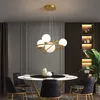 Nordic Led Pendant Lamp Gold Lustre Glass Ball Ceiling Hanging Chandelier Lighting Decor for Dining Room Bedroom Kitchen Island