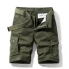 Oiata Mannen Zomer Casual Vintage Klassieke Zakken Losse Fit Cargo Shorts Uitloper Mode Twill 100% Katoen 210713