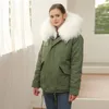 Women's Fur & Faux Western Military Artificial Parka Plus Size Solid Leather Clothing Winter Ladies
