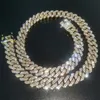 2021 Лучшие продажи 12 мм Свадебные подвески Игристые хип-хоп 18к белое золото наполнить полный кристалл Винтажные ювелирные изделия Женщины ссылка цепь Cross Cuba ожерелье для подарка