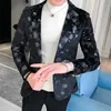 Men's Suits & Blazers 2021 Floral Blazer Jacket Men Korean Fashion Slim Fit One Button White Spring Streetwear Tops Fancy Coo199P