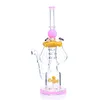 Pink Bongs Thick Glass recycler Hookahs Bong honeybee decoration Pipes 15'' Tall Dab Rigs Water