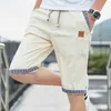 Shorts de praia macho calções de verão shorts de algodão masculino e cânhamo s casuais calças de comércio exterior 210716
