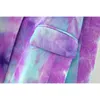 Tie Dye Kvinnor Elegant Loose Purple Blazers Fashion Ladies Casual Long Jacket Suits Boho Kvinna Chic Blazer Girls 210430