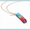 Pendentif pendentifs bijoux pendentif colliers mode arc-en-ciel cristal Chakra collier Sier fil enveloppe pierre naturelle personnalisé femmes hommes goutte