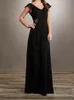 Black Chiffon Mother of the Bride Dresses Beaded Decorations V-Neck V-Back with Zipper Party Gowns Different Colors For Choice