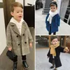 Babyjongen meisjes wollen jas lange dubbele breasted warme baby wagon revers tweed jas lente herfst winter baby uitloper kleding 819 v2