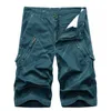 Men Cargo Shorts Summer Cotton Knee Length Pants Male Casual Trousers Fashion Clothing Plus Size 210713