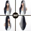 Cinza e preto peruca longa reta cabelo cosplay peruca dois tons ombre cor feminino perucas de cabelo sintético direto da fábrica