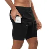 Running Shorts 2 i 1 Mäns Snabbtork Gym Träning Fitness Sport Kort Byxor Jogging Träning Sweatpants Sommarstrand Simma