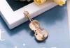 Pins, broscher Sunspicems Trendiga Kvänner Violin Brosch Pins Guldfärg Crystal Kids Smycken Gift