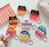 Alta Qualidade Crianças Adult Push Bubble Fidget Toy Sensory Chaveiro Anel Educacional Anti-Stress Brinquedos Descompression Chaveiro