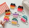 Högkvalitativ barn Vuxen Push Bubble Fidget Sensory Toy Key Ring Pedagogiska Anti-Stress Toys Decompression Keychain