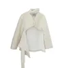 TWOTWINSTYLE Scava Fuori Cappotto In Lana D'agnello Per Le Donne Dolcevita Manica Lunga Casual Giubbotti Donna Inverno Moda Abbigliamento 210517