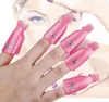 Rose Red Plastic Nail Art Soak Off Cap Clip UV Gel Polska Remover Wrap Tool Tips för Fingers 10ppcs / Set
