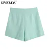 KPytomoa mulheres chique moda com botões tweed shorts saias vintage alta cintura lateral zíper feminino sphorts mujer 210719