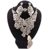 Dubai brud smycken uppsättningar blomma kristall uttalande halsband örhänge armband mode charm afrikansk bröllop nigeria smycken set h1022