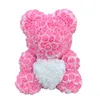 Arrival 40cm Rose Teddy Bear Heart Artificial Flower Rose Bear For Women Valentine's Wedding Birthday Christmas Gift 210624
