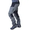 Casual Men Fashion Color Block Multi Pockets Sport Long Cargo Pants Workbyxor för 2021 Men's Jeans