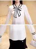 Moda de primavera Mangas compridas Mulheres Tops e Blusas Plus Size 3XL Mulheres Blusa Camisa Sólida Branca Preta Camisa Senhoras Tops 1040 40 210527