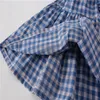 Gooporson Little Girls Sukienki Vestidos Summer Cute Odzież Backless Latający Rękaw Princess Dress Blue Plaid Toddler Kostium Q0716