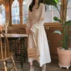 V-Neck Chiffon Dresses Elegant Elastic Waist Women Dress Loose Print Floral Autumn High Lady Clothing with Button 10255 210527