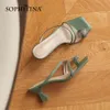 Sophitinaの女性のサンダルファッション快適なレザー手作りの靴女性クリスタルプロファイルヒールレジャーレディースサンダルSO538 210513