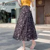 Gonne midi estive Coreano Boho Bohemian Ladies Beach Holiday Gonna svasata a pois per le donne Streetwear Foderato jupe femme 210520