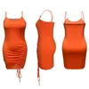 Kvinnaklänningar i plus storlek Multi Color Sling Single Side Pleated Fashion Dress Sling med design veckad kjol