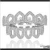 Grillz, Bijoux de corps dentaires Drop Delivery 2021 Iced Out Grillz Micro Pave Cz Or pur Plaqué Top Bottom Six 6 Face ouverte Iced-Out Hip