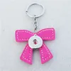 Pu Leather Bowknot Keyrings Girl Jewelry 18mm Snap Button Keychain Socket For Women 12 Pieces / Lot Assorted Colors