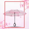 Umbrellas Reverse Transparent Umbrella Double Layer Inverted Windproof C Handle Rain Car For Woman Gear8952475