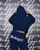 Zwart Wit Letter Print Workout Kleding voor Vrouwen Twee Stuk Bijpassende Sets Lange Mouw Slim-Fit Top Tuniek Jogger Leggings Sexy 210525