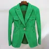 Gevşek Fit Yeşil Büyük Boy Singe Düğme Ceket Yaka Uzun Kollu Kadın Ceket Moda Gelgit İlkbahar Sonbahar WN459 210421