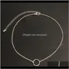 Chokers Necklaces & Pendants Jewelry Drop Delivery 2021 Multi-Layer Chain For Women Golden/Sier Color Round Circle Triangle Pendant Necklace