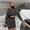 Glamaker Elegante Elegante TurtrleNeck PullOver Gonne Suit Vestiti Delle Donne Donne Madri caldi e Gonne Lettera Maglieria Moda Chic Coord Set 211108