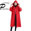 Women's Trench Coats Christmas Plus Size Quilted Katoen Hooded Long Poncho Cardigan Jas Dames Mode Mouw Manteljurk
