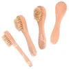 Brosse faciale en bois en poils de sanglier naturels, pour bain de peau sèche, Spa, pour enlever le maquillage, épurateur d'ongles