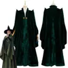 Högkvalitativ professor Minerva McGonagall Cosplay Kostym Klänning Grön Cape Velvet Roll Spela Cloak Halloween Carnival Costume Y0903