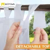 NICETOWN Outdoor Curtain for Patio Detachable Sticky Tab Top for Easy Hanging Waterproof Outside Porch White Sheer with a Rope 211027