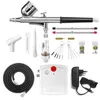 Professionele spuitpistolen Mini Dual Action Airbrush Compressor Set voor Nails Kit Modeller Tool Cake Decoration EU -plug