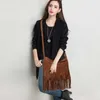Sale Women wallet Tassel Fringe Suede Shoulder Messenger Bag Ladies Crossbody Handbag Purse Black Brown Gray Zhouzhoubao123