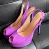 Olomm New Arrival Women Platform Sandals Sexy Stiletto High Heels Peep Toe Fabulous Purple Dress Shoes Women US Plus Size 5-20