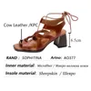 SOPHITINA Klassische Damen-Sandalen, römische Kreuzriemen, modische Schuhe, weiches echtes Leder, dicker Absatz, quadratische Zehen, weibliche Schuhe AO377 210513