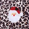 1-5Y Peuter Kid Girls Christmas Clothes Set Leopard Santa Claus T-shirt Tuniek Broek Xmas Outfits Kinderen Kostuums 210515